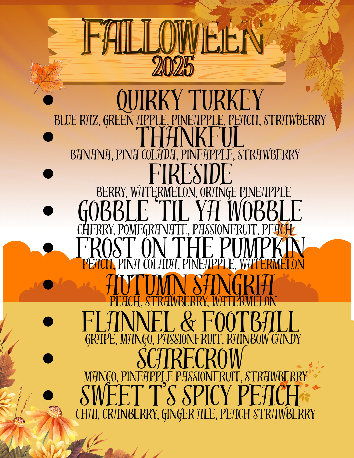 FALL - O - WEEN Menu Single Serve Packs Loaded Tea Bomb