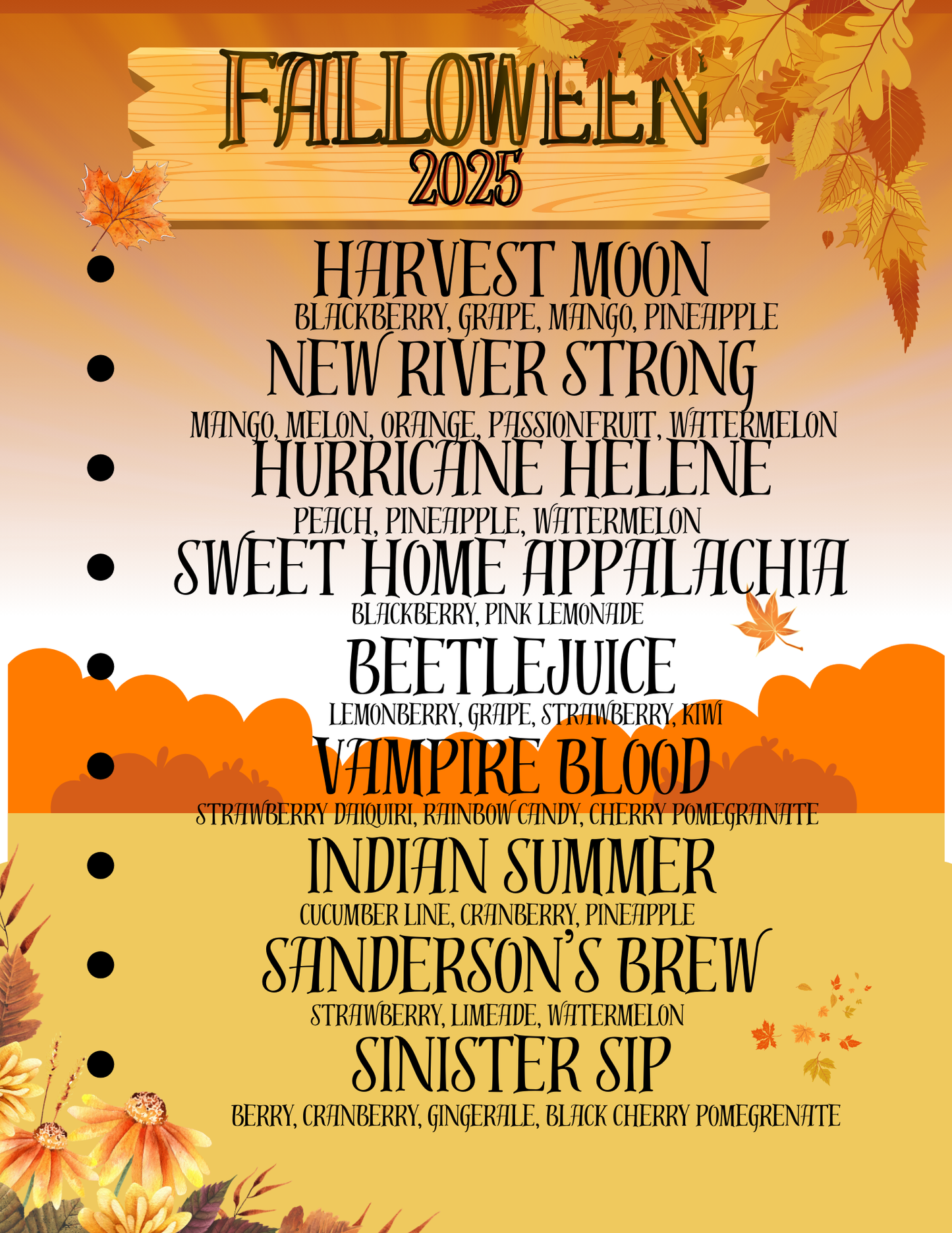 FALL - O - WEEN Menu Single Serve Packs Loaded Tea Bomb