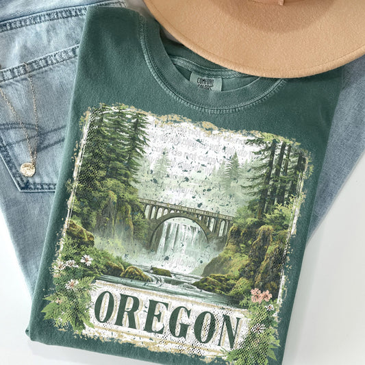 Oregan Vintage Style Postage Stamp Comfort Colors Tshirt
