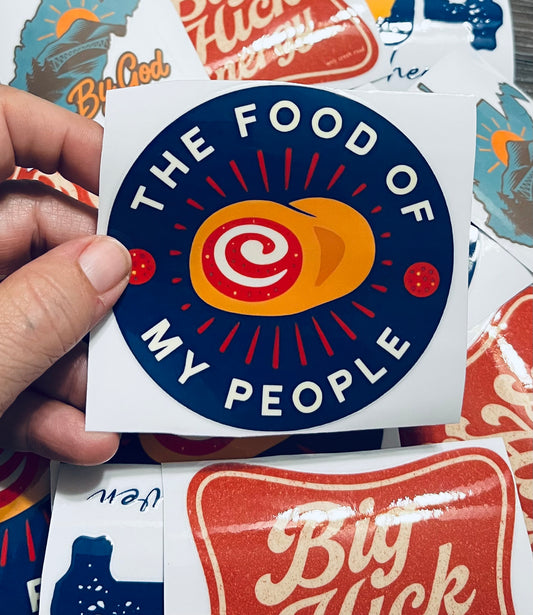 The Food Of My People Pepperoni Roll Waterproof Sticker