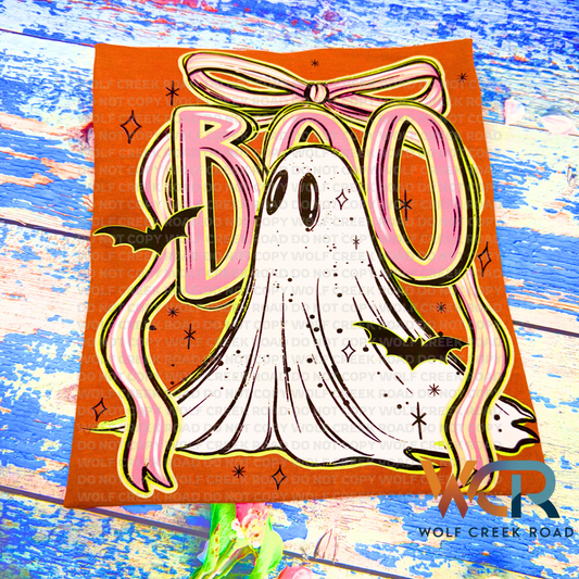 Preppy Boo Ghost With Bow COMFORT COLORS OR SOFTSTYLE CREWNECK SWEATSHIRT