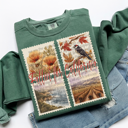 Fallin' For CALIFORNIA Vintage State Stamp Comfort Colors Shirt