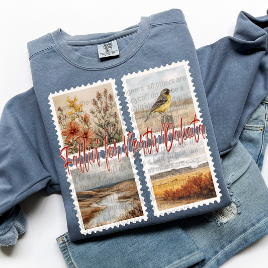 Fallin' For NORTH DAKOTA Vintage State Stamp Comfort Colors Shirt