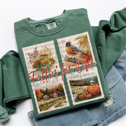 Fallin' For OHIO Vintage State Stamp Comfort Colors Shirt
