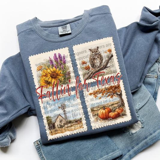 Fallin' For TEXAS Vintage State Stamp Comfort Colors Shirt