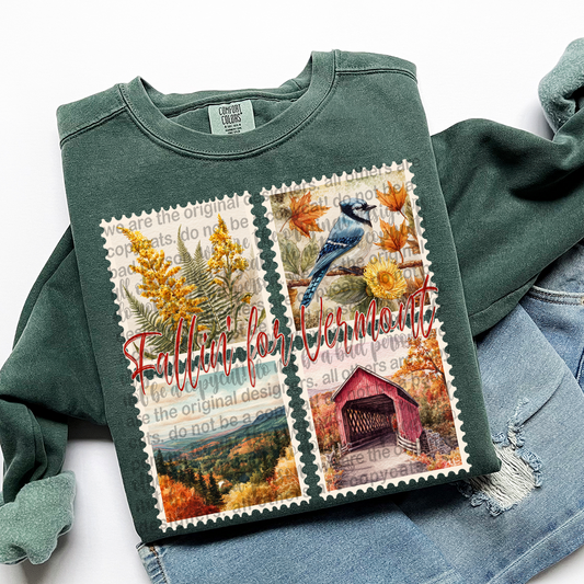 Fallin' For VERMONT Vintage State Stamp Comfort Colors Shirt