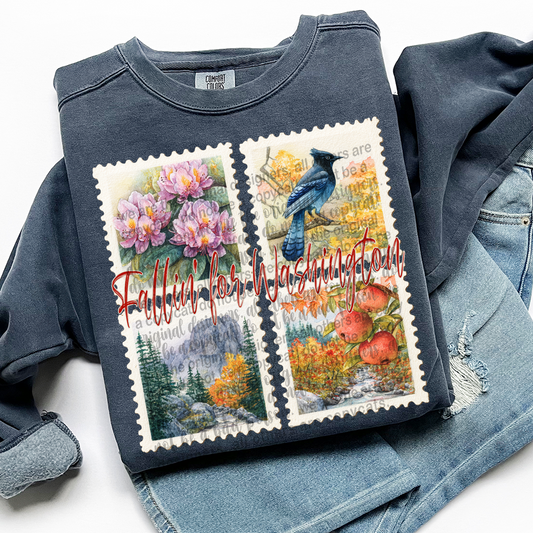 Fallin' For WASHINGTON Vintage State Stamp Comfort Colors Shirt (Copy)