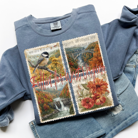 Fallin' For WEST VIRGINIA Vintage State Stamp Comfort Colors Shirt